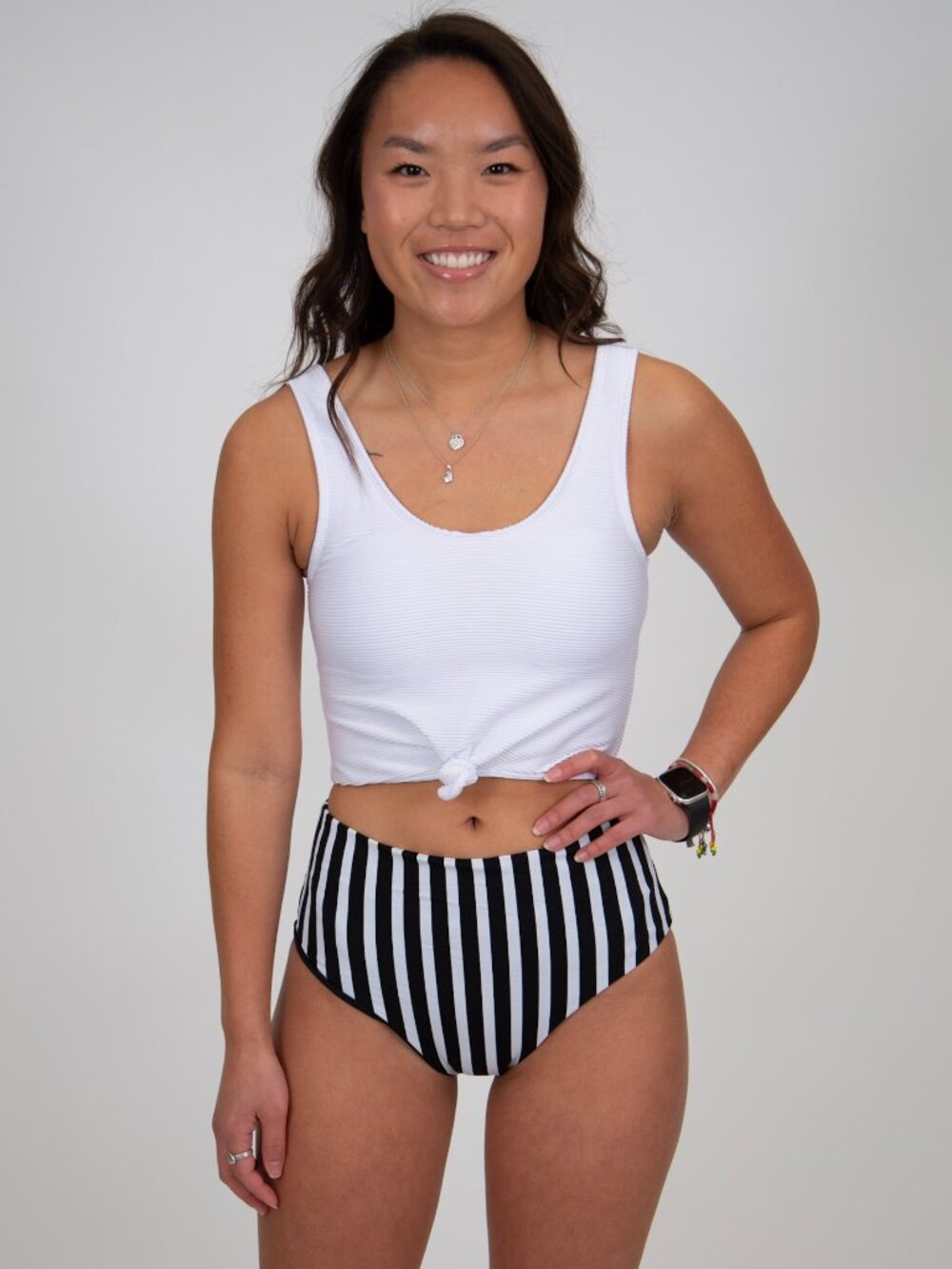 Stripe Reversible Mid Rise Swim Bottoms